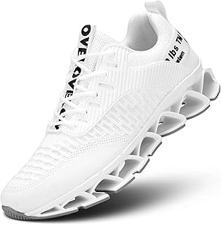 Mens Running Shoes Lace up Blade Non Slip Fashion Sneakers Breathable Mesh Casual Sport Athletic Walking Shoes