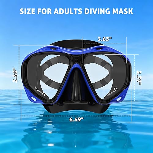 Miniatura 2 de Scuba Mask Adults, Diving mask, Snorkel Swimming Goggles with Nose Cover for Youth, Free Diving Mask, Panoramic HD Tempered Glass Snorkeling Gear