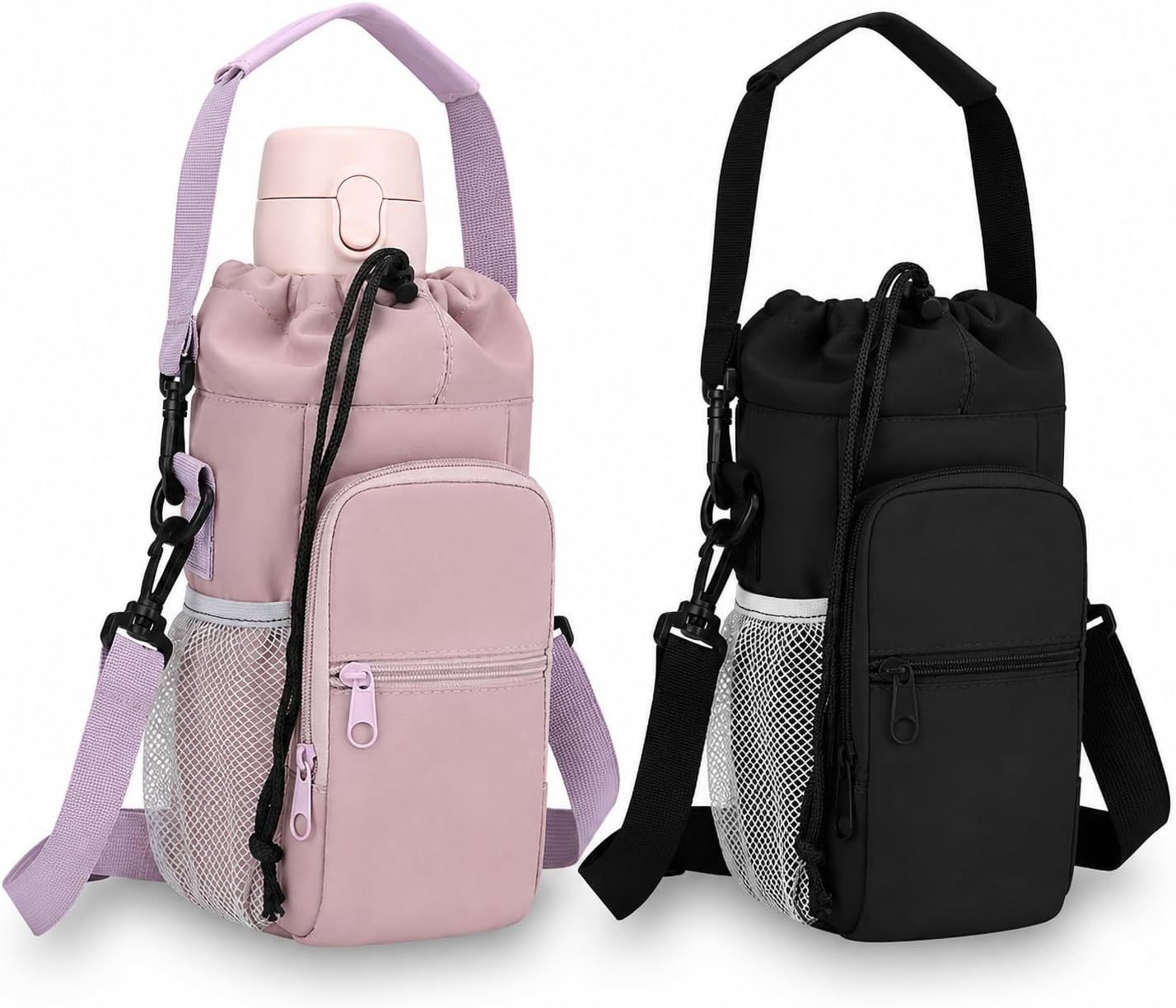 2 Pack Water Bottle Holder Bag with Strap for 30-40 Oz Bottles