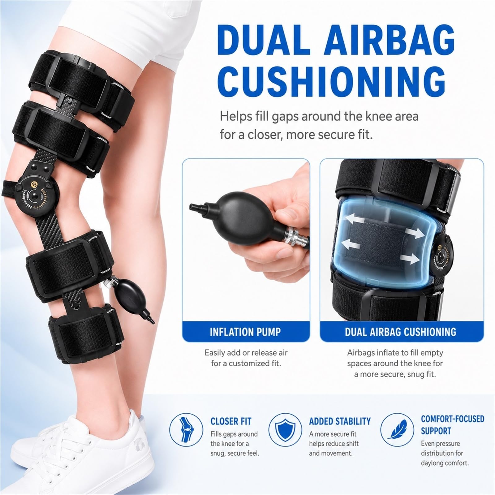 Tutore Ginocchio Articolato Post Operatorio Regolabile per Recupero ACL MCL PCL Supporto Ortopedico Telescopico Stabilizzatore Legamenti per Riabilitazione Post Chirurgia
