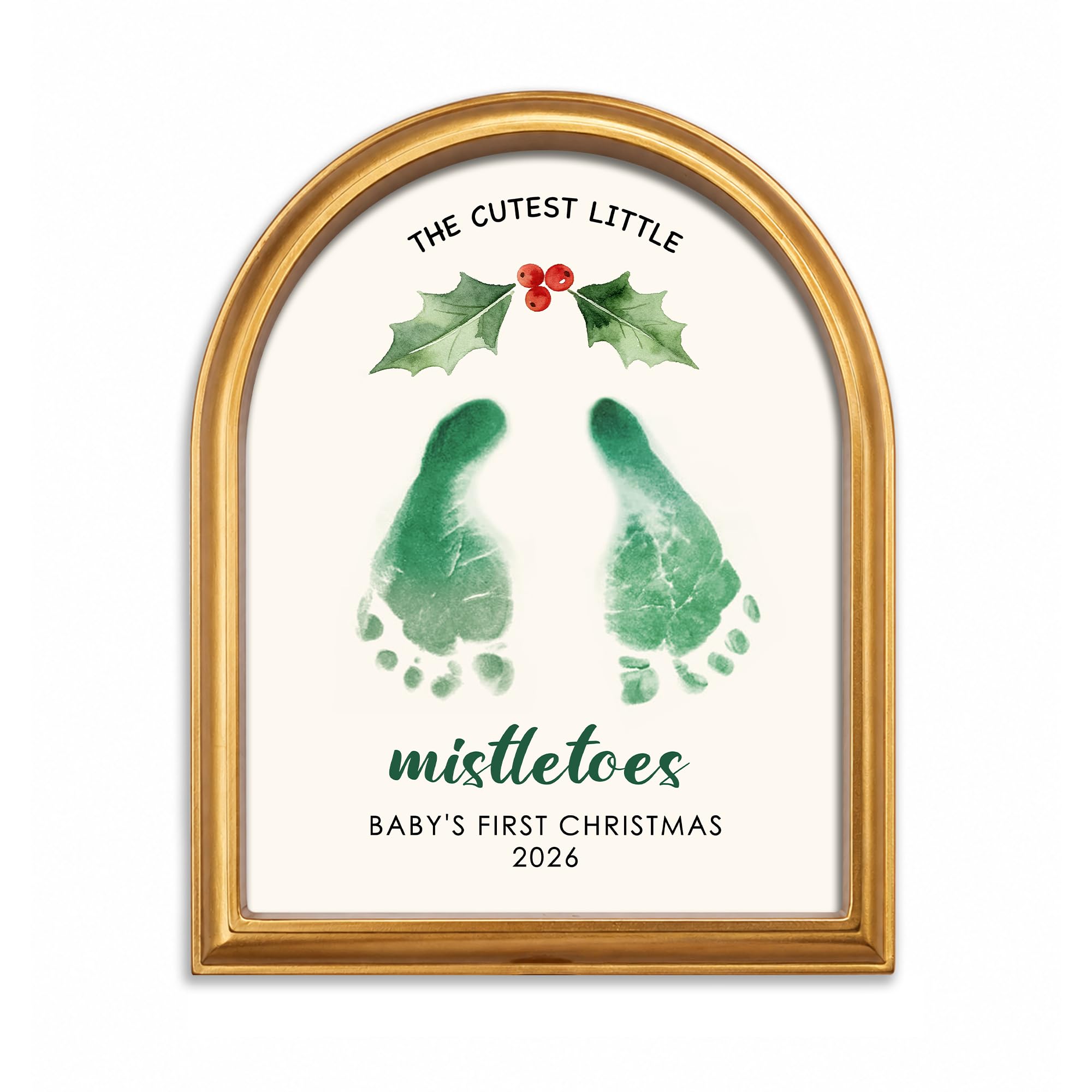 TwoDays Baby First Christmas Footprint Keepsake, Kit cadre arqué doré