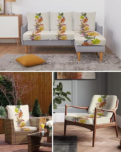 Miniatura 6 de Fundas de cojín para sofá de hoja de arce otoñal, funda elástica para sofá con parte inferior elástica, fundas de sofá rústicas de otoño botánico de