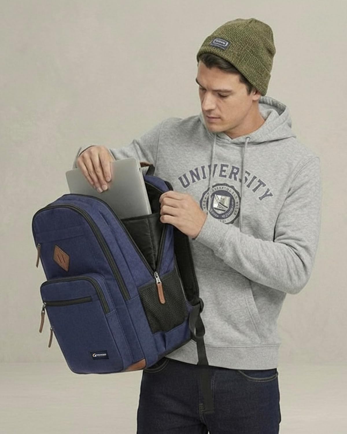 TRAILKICKER Classic Carry-on Travel Backpack, Laptop Backpack with Padded 17 inch Laptop Sleeve, Multi Pocket College Backpack, Casual Daypack Backpacks - Navy - Image 7