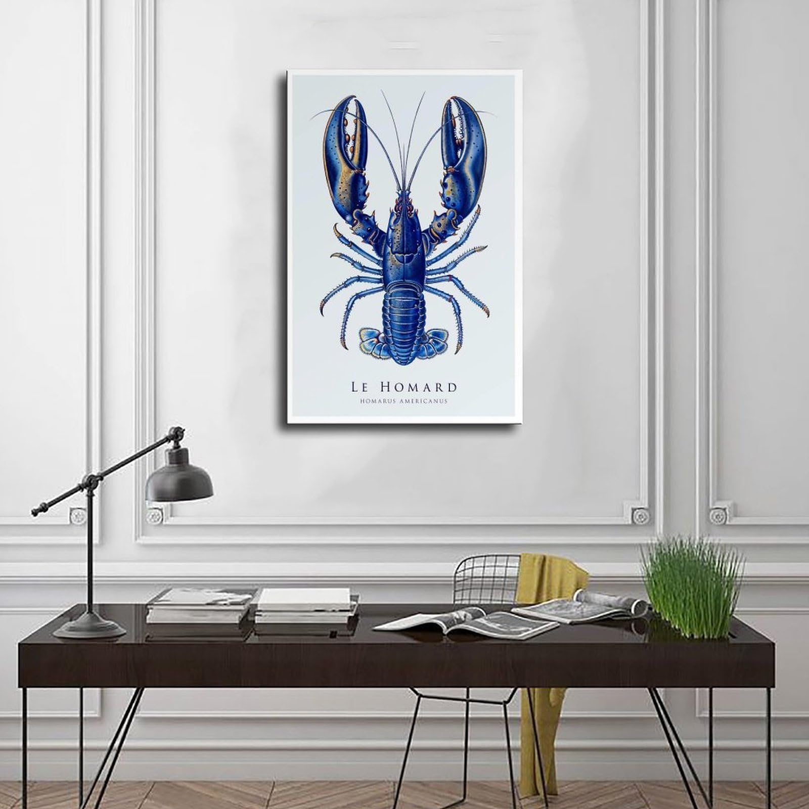 OAHFDF Stampa artistica da parete con illustrazione di aragosta e natura, decorazione artistica da parete per soggiorno e camera da letto, 60 x 90 cm