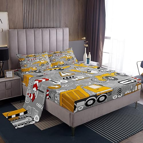 Miniatura 7 de Erosebridal Juego de sábanas para cama de camión de granja para niños y niñas, juego de sábanas de tractor de acuarela roja, tamaño Queen, juego de