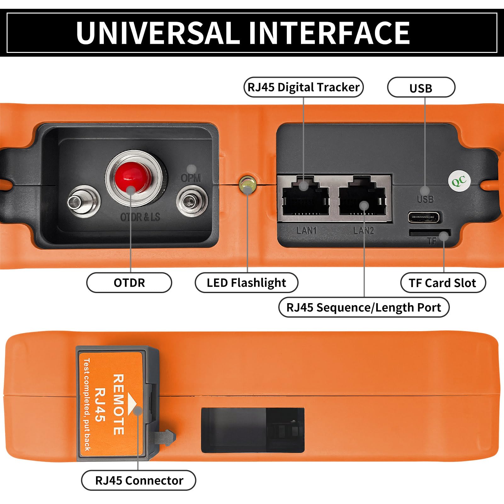 Rsrteng OTDR Fiber Optic Tester 1610nm 22dB Test Rang 500m-100Km Live Fiber Test Support OPM VFL OLS LS Event Map RJ45 Test 8GB TF Card Analysis Software Connectors with UPC/FC SC LC ST SC/UPC-SC/APC