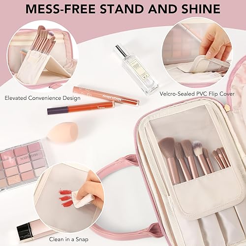 Miniatura 2 de Bolsa de maquillaje de viaje para mujer, bolsa de gran capacidad, organizador portátil para cosméticos, impermeable, de gran apertura, bolsa de