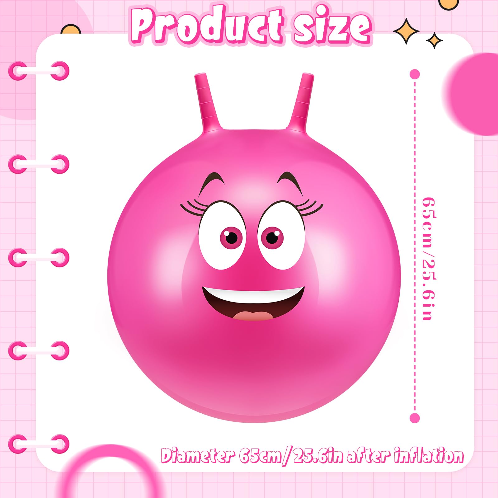 Hestya Ballon Sauteur 65 cm Balle Sauteuse Gonflable avec Pompe Poignée pour Enfant Yoga Rose