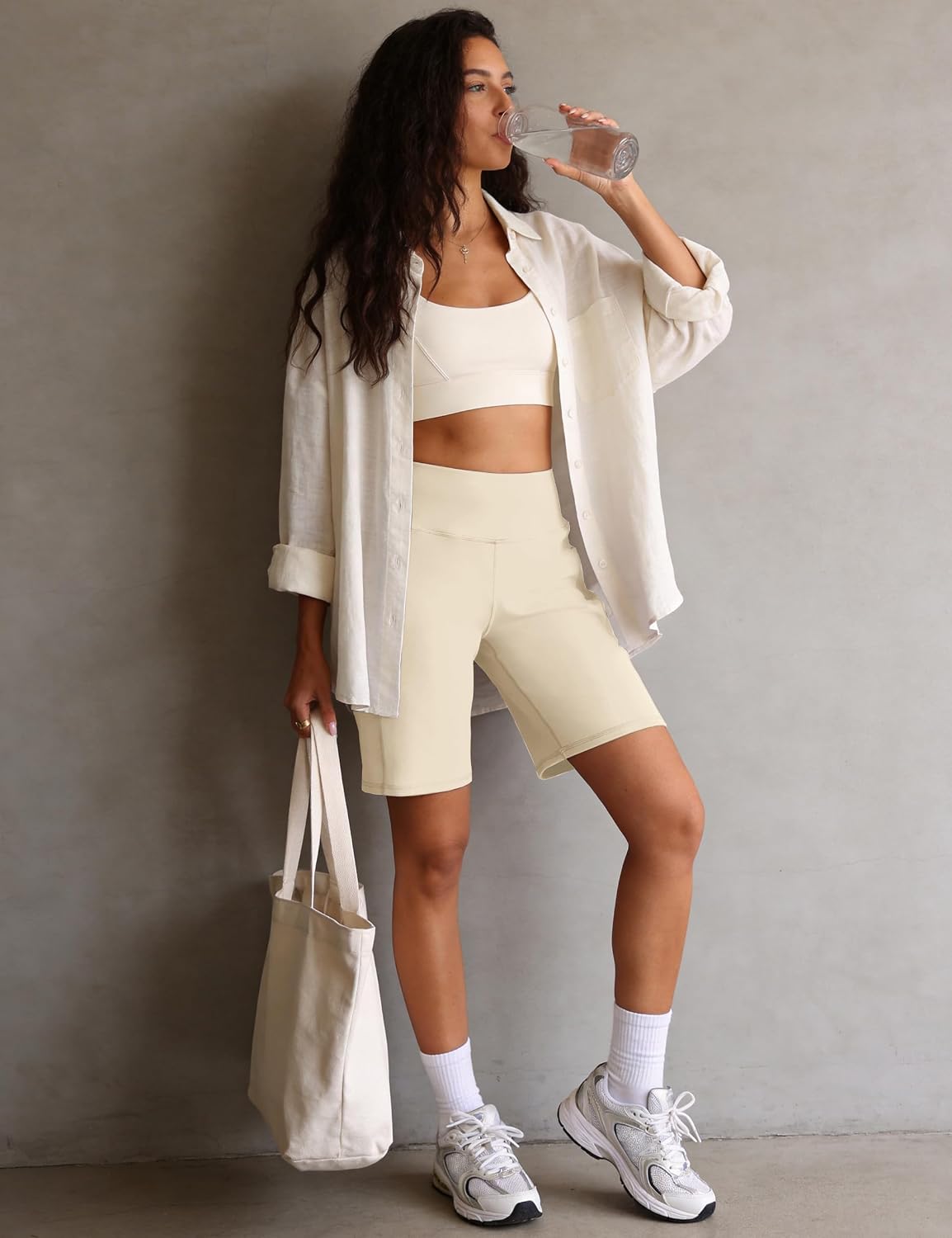 Quenteen 9" Bermuda Shorts High Waisted Knee Length Shorts for Women Casual Athletic Yoga Gym Long Shorts with Side Pockets