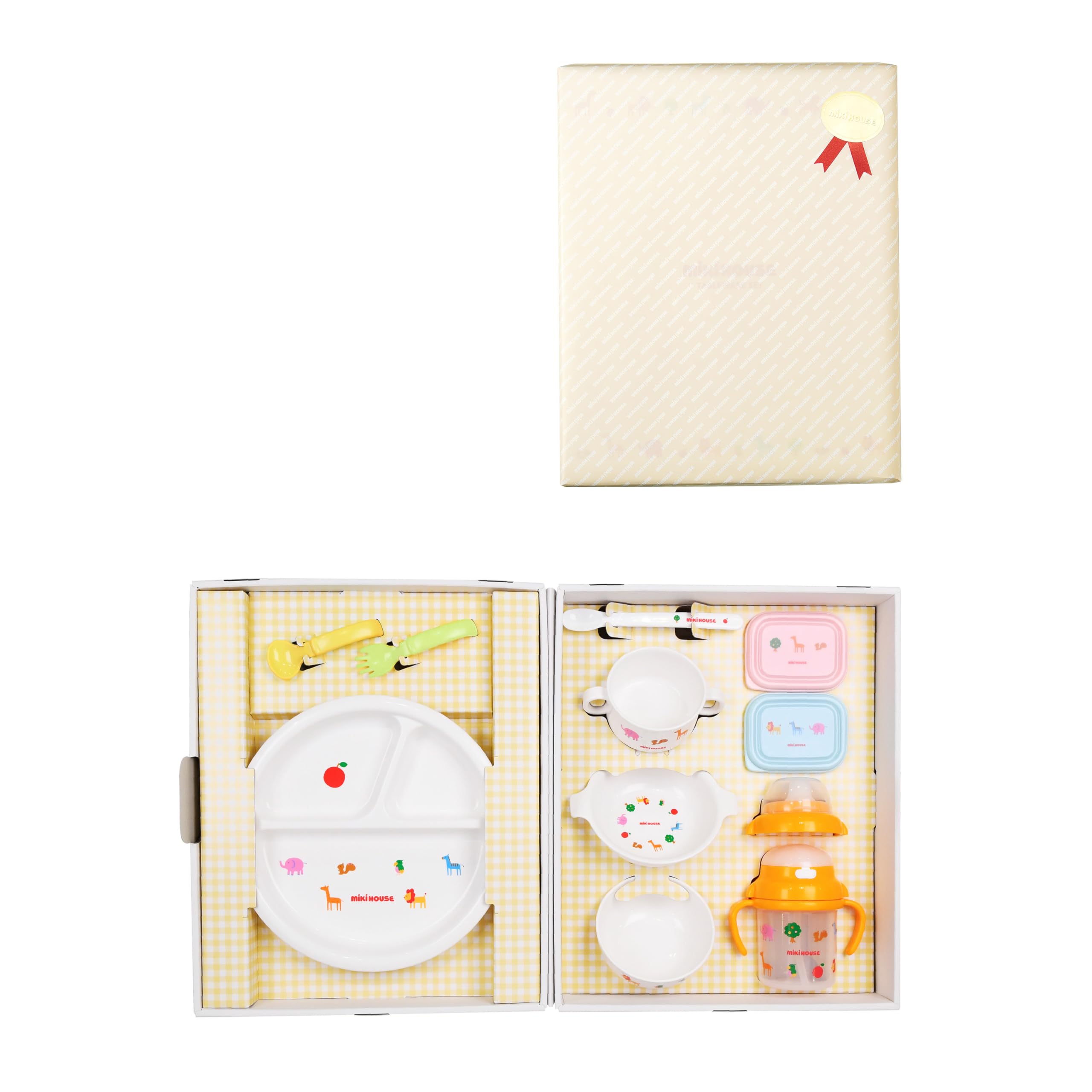 [ミキハウス] テーブルウエアセット【ラッピング済】継続展開モデル ご出産祝い ベビー食器セット 日本製 離乳食 男の子 女の子 ベビー キッズ 赤ちゃん ベビー服 子供服 ギフト 44-9989-685 白