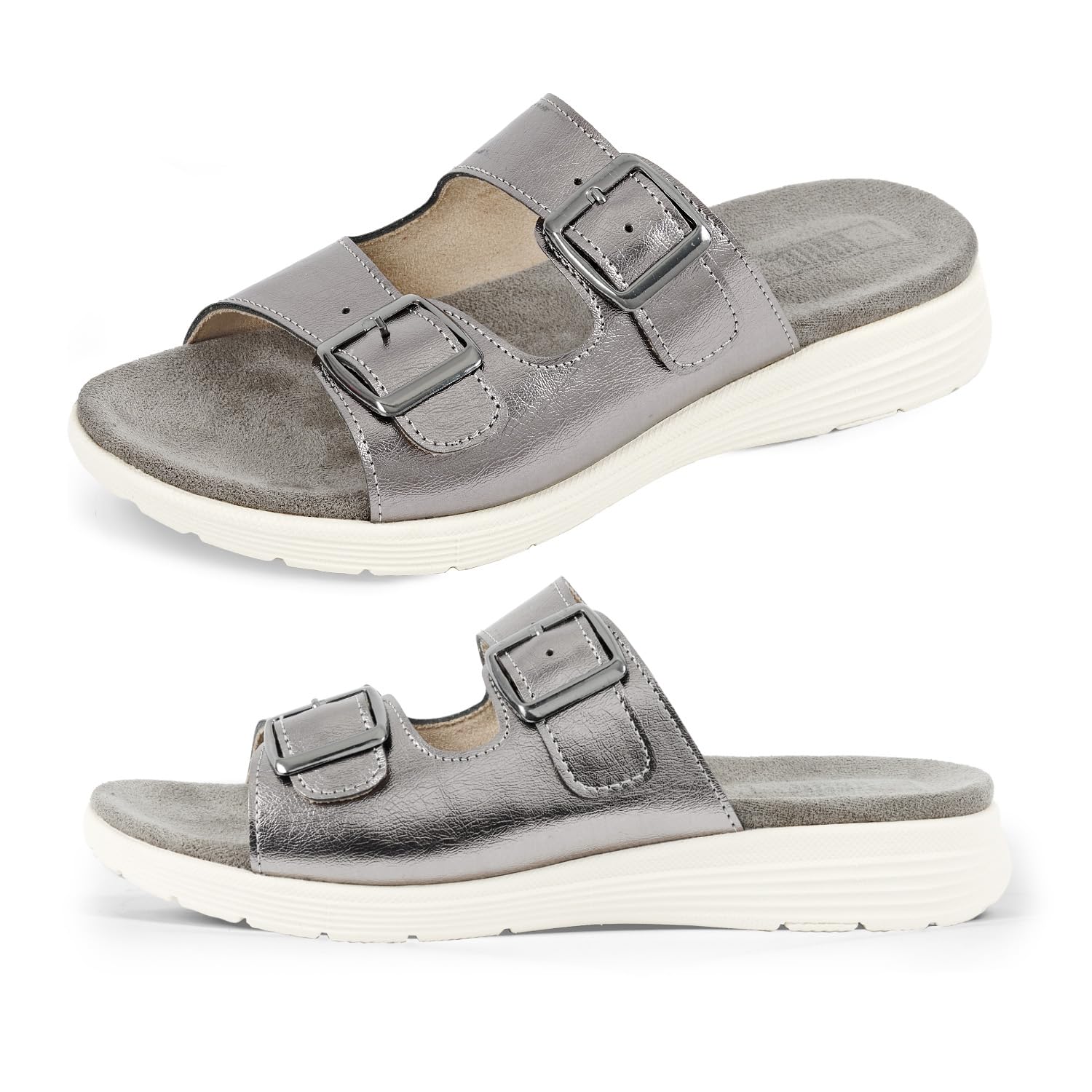 PERLETTI Ciabatte Donna Ultra Leggere Fibbia Regolabile - Pantofole Comode Casa Quattro Stagioni - Sandali Comfort Interno Esterno con Suola Rialzata Antiscivolo