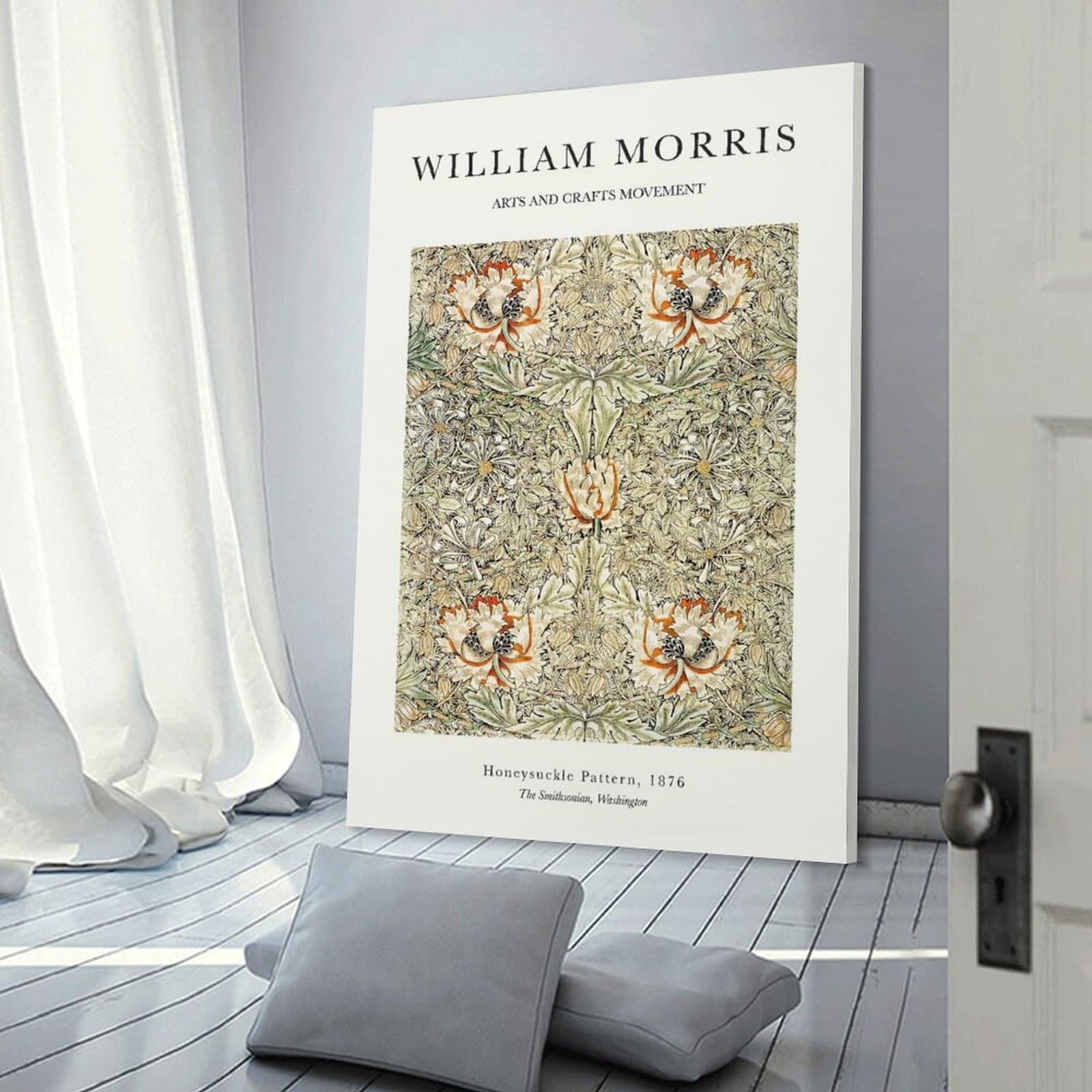 Junmoney William Morris Honeysuckle Canvas Wall Decor, 16x24inch(40x60cm), for Bedroom, Guest Room Or Reading Nook, Canvas Wall Decor for Personal Spaces