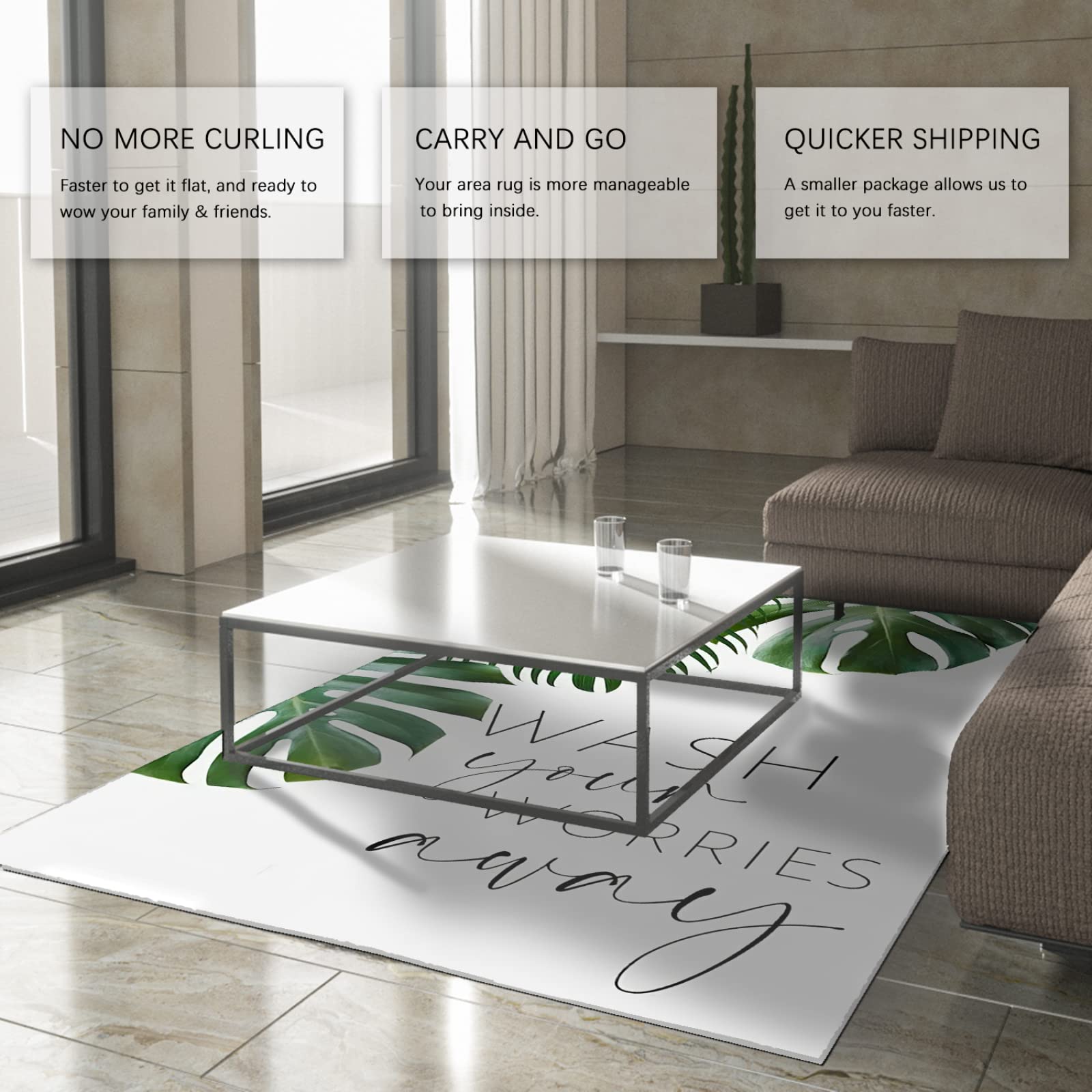 Zielone dywaniki boho tropikalna roślina antypoślizgowy dywan miękkie i cienkie duże dywany do salonu sypialni wiele rozmiarów opcjonalnie 150 cm x 180 cm