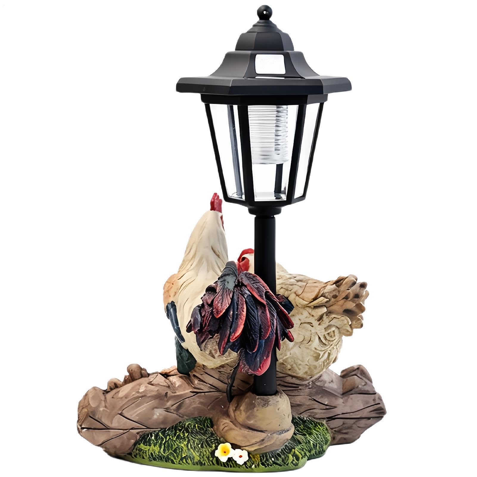 Solarne Lampy Ścieżkowe Dekoracyjny Lampion Z Żywicy | Lampy Solarne Zewnętrzne Z Figurką Kurczaka Na Patio, Ganek, Trawnik, Ścieżkę, Krajobraz, Dom Wiejski, Urodziny, Przyjęcie,