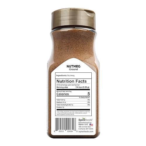 Miniatura 2 de iSpice nuez moscada premium, nuez moscada molida es sin gluten y sin OGM, 100% natural, se usa en café, té, chocolate caliente, curry, salsas