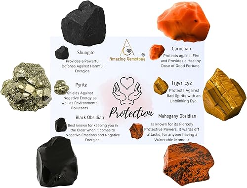 Miniatura 9 de Cristales para niños, juego de 6 cristales curativos de ojo de tigre, aguamarina, cuarzo de nieve, hematita, escolecita y piedra solar