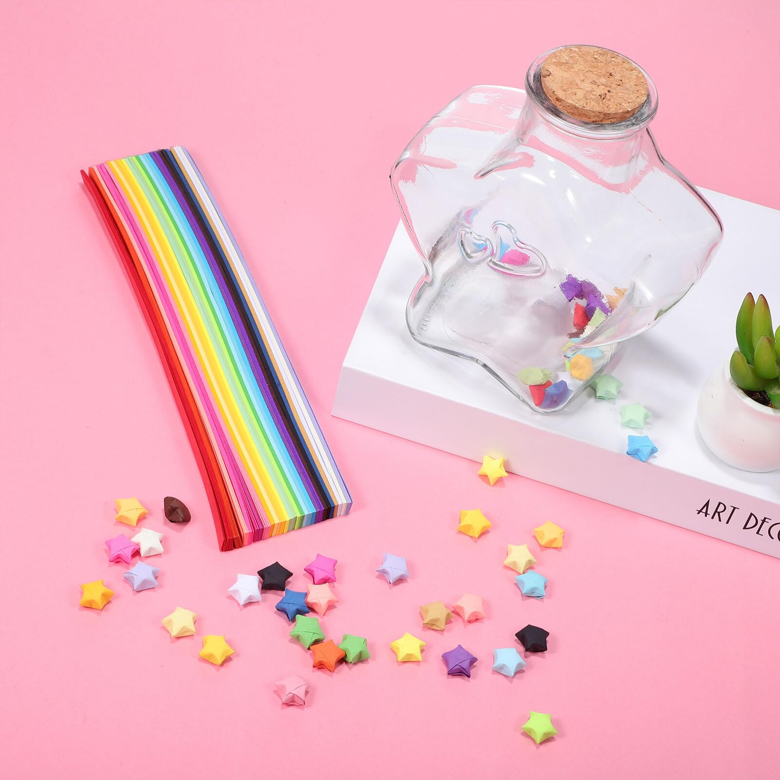 Arc-en-ciel Bandes de Papier Origami avec Bocal Étoile 540 Feuilles