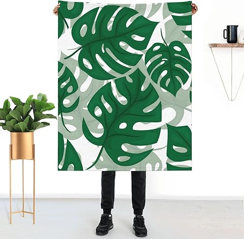 AFHYZY Leaves Throw Blanket for Women Soft Summer Fleece Blanket Washable Travel Lightweight Blanket for Sofa Bed Couch All Season (50"x40" -Green)