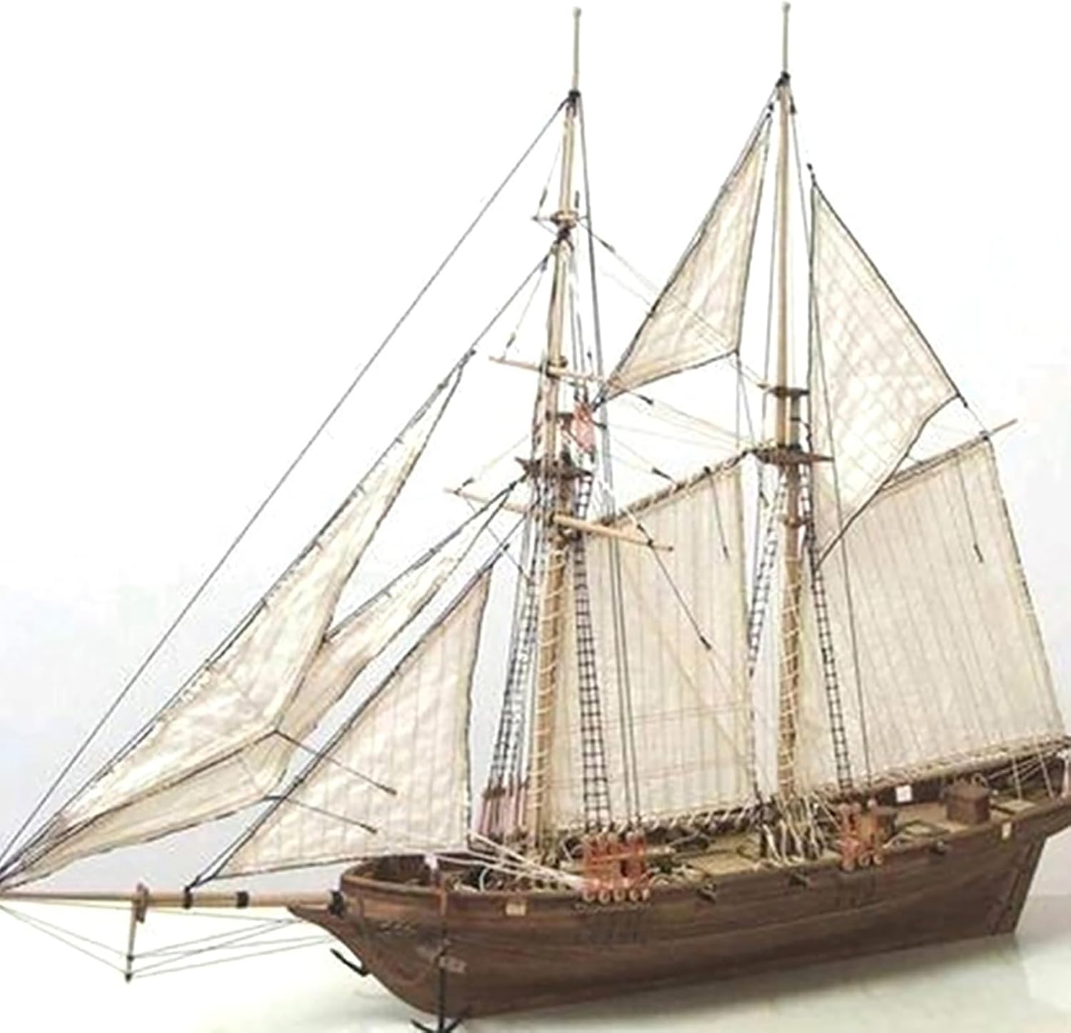 Wooden Sailboat Ship Kit Home DIY Model Decoration Boat Gifts Toy for Kids (6 Bronze Cannons)