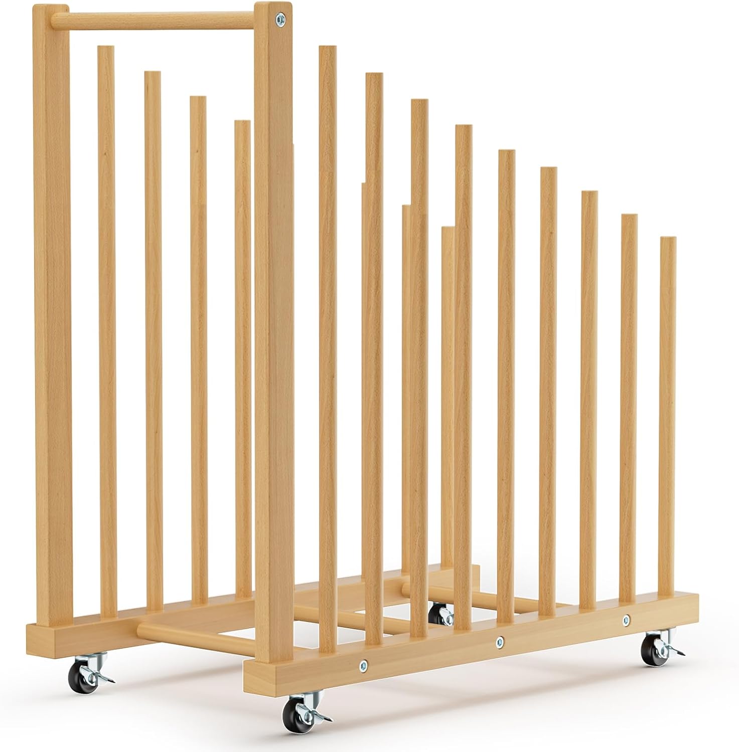 Art Canvas Storage Rack, Art Drying Rack with Handle & Caster Wheels for Canvas Boards, Drawing Panels, Frame – Mobile Organizer for Studios, Artworks, Gallery