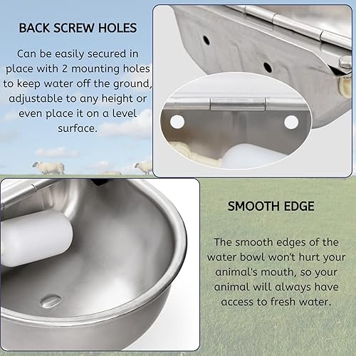 Miniatura 6 de YOUEON Cuenco de agua automático para perros de 2.5 litros con válvula de flotador y adaptador de conexión, bebedero de acero inoxidable con