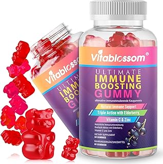 Vitablossom Holunder Gummis f&uuml;r Erwachsene und Kinder, Vegetarisch, Glutenfrei, GVO-frei - 60 Gummies