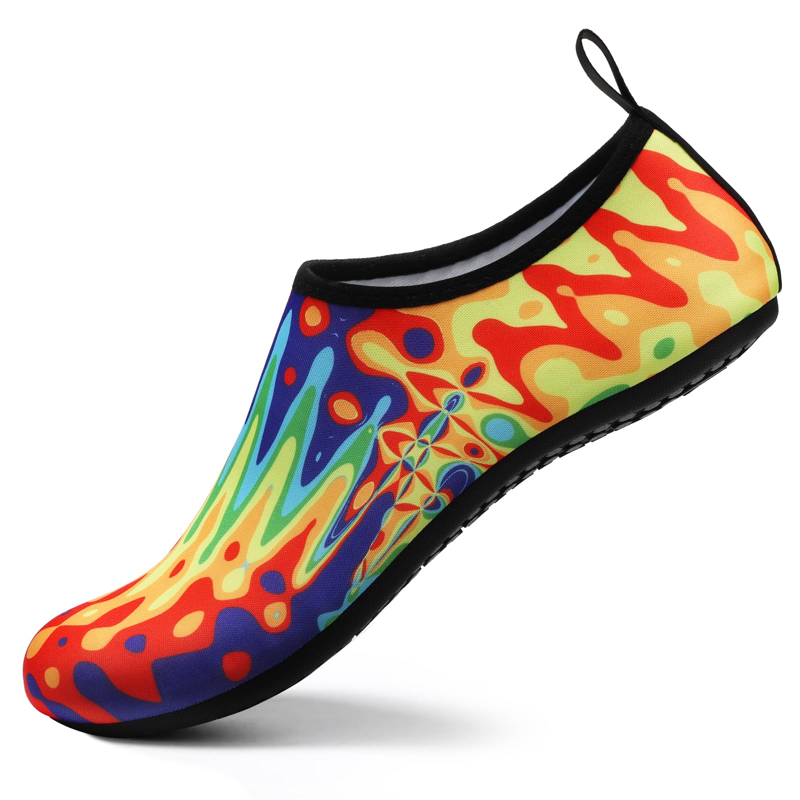 Water Shoes for Women Men Quick-Dry Aqua Socks Swim Beach Outfits Barefoot | Yoga Exercise Wear Sport Accessories Pool Camping Must Haves River Hiking Youth Adult 7-8 Women/6-7 Men Spectrum Wave
