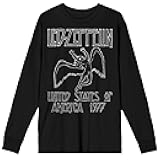 Led Zeppelin Icarus Outline LogoUnited States of America 1977 Crew Neck Long Sleeve Black Adult Tee