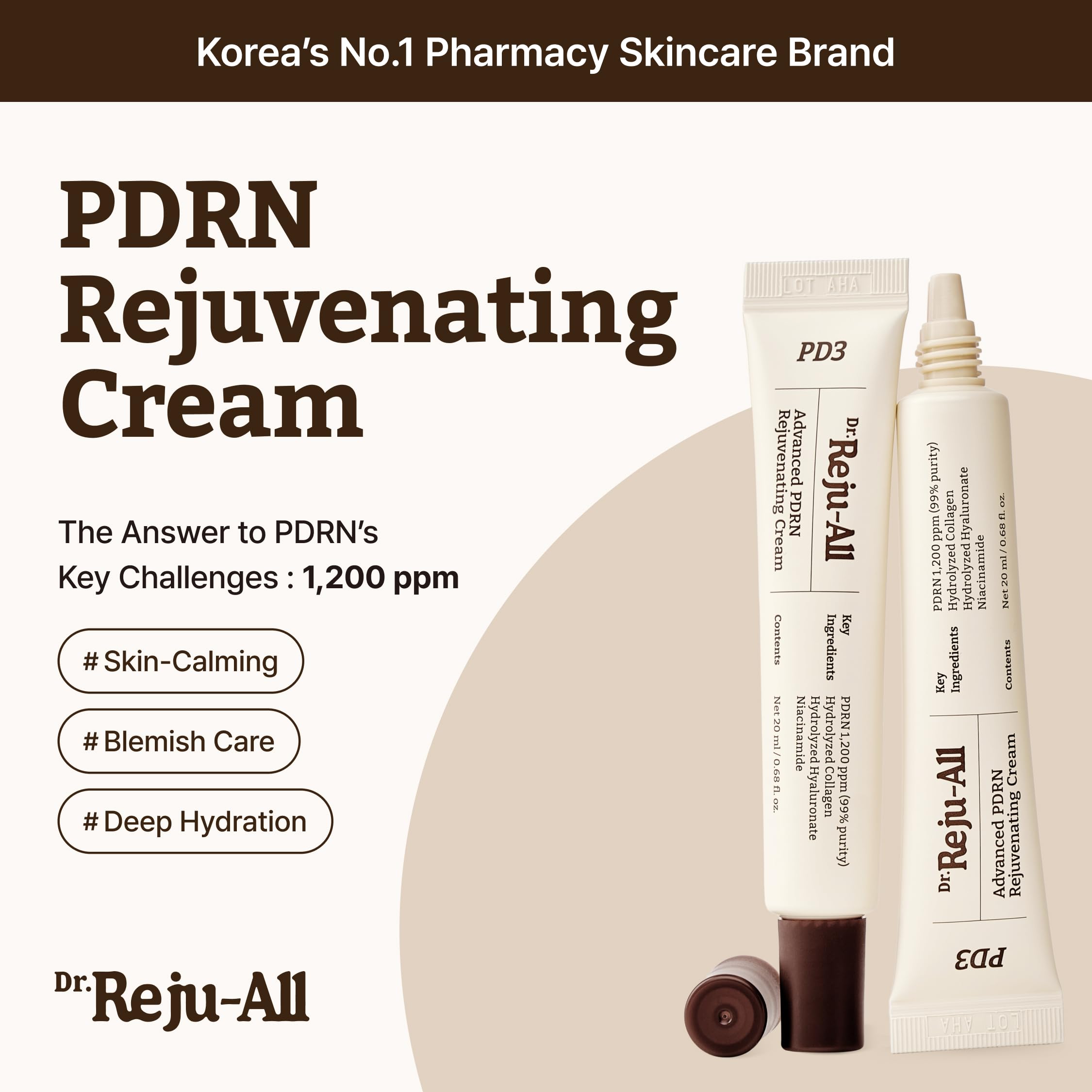 Dr.Reju-All Dr. Reju-All Advanced PDRN Rejuvenating Cream β 99% Pure Salmon DNA Gel Type Face Moisturizer β Optimal 1200ppm for Glass Skin & Plumping β Korean Pharmacy Anti-Aging Skin Care Face Cream - 20ml in use