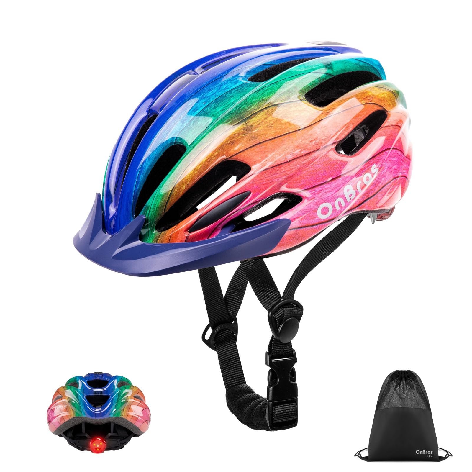 Kids Bike Helmet for Boys & Girls Ages 5-7-9-10-12-14 Adjustable Kid Cycle Helmet with Visor & Light, Lightweight & Safe for Cycling Scooters and Skating 50-57cm