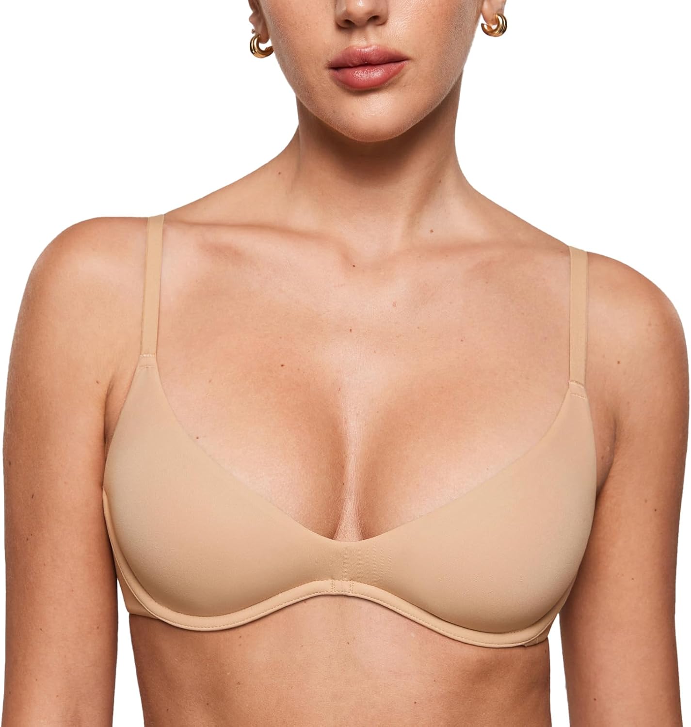 INLYRIC Women's Inbarely Plus Plunge Bra - Unlined Underwire Sexy Demi Balconette Bras