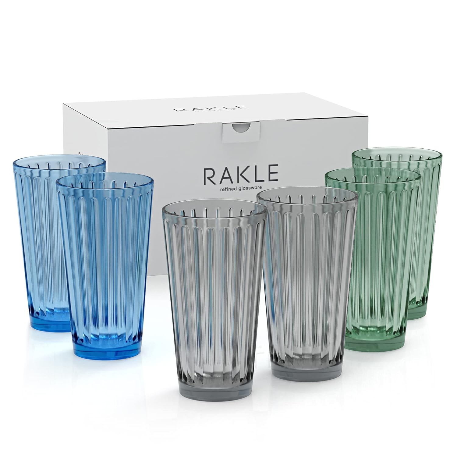Buy Rakle Highball Glasses Set of 6 14.8oz Tall Drinking Glasses
