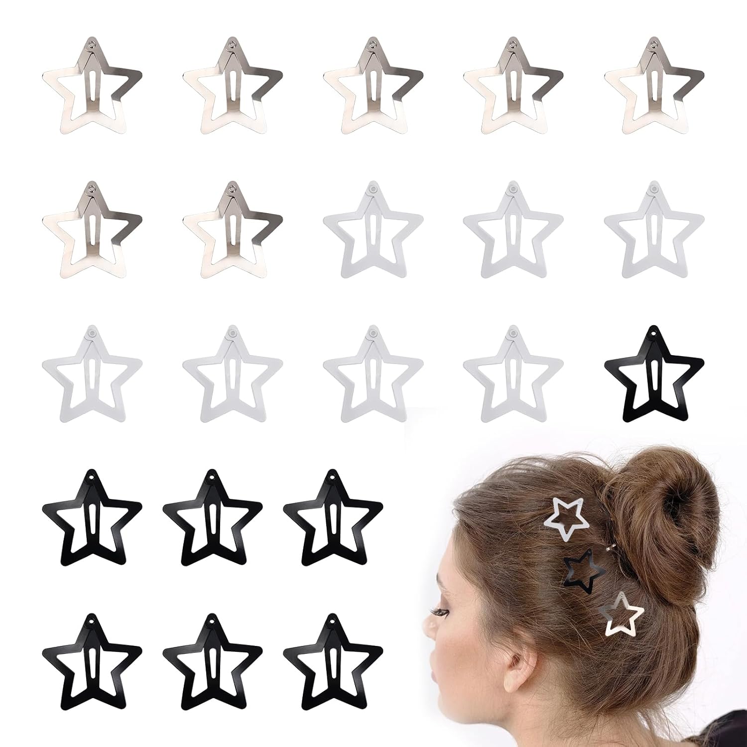 40 Stück Stern-Haarspangen, goldfarben, Y2K-Haarschmuck