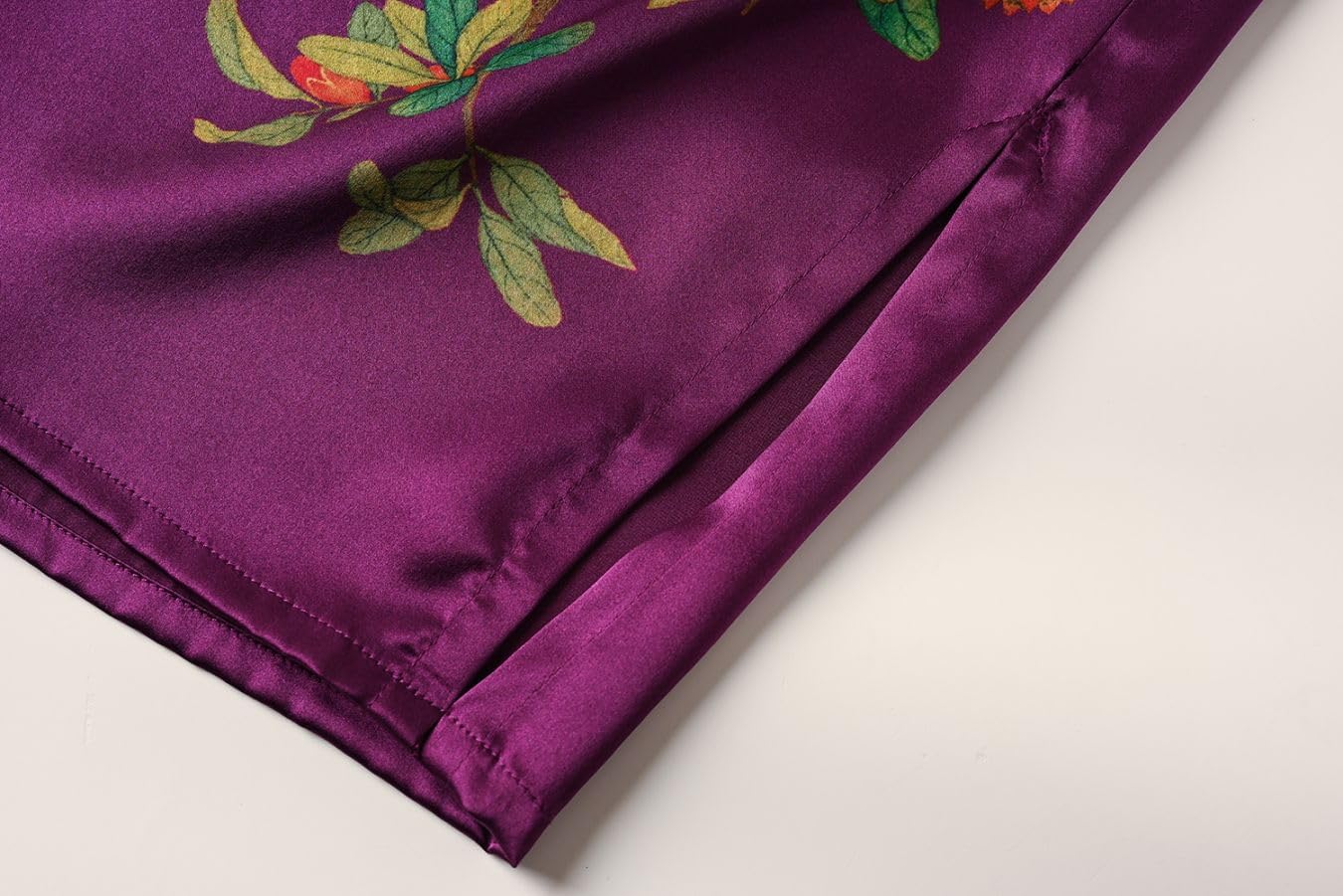 Women's Silk Kimono Robe Short Bathrobe Nightgown 100% Mulberry Silk for Women - Classic Floral Pattern