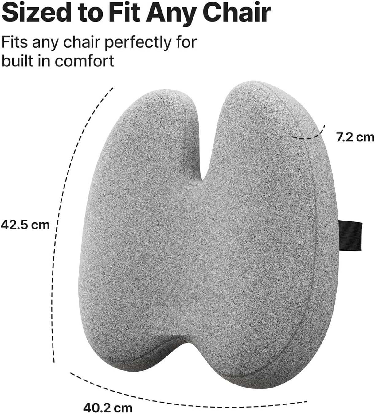 Ergonomic Back Support Cushion for Chair, High Density Orthopedic Backrest Pillow, Lumbar & Posture Support, Back Pain Relief, Foam Cushion with Adjustable Straps, Grey