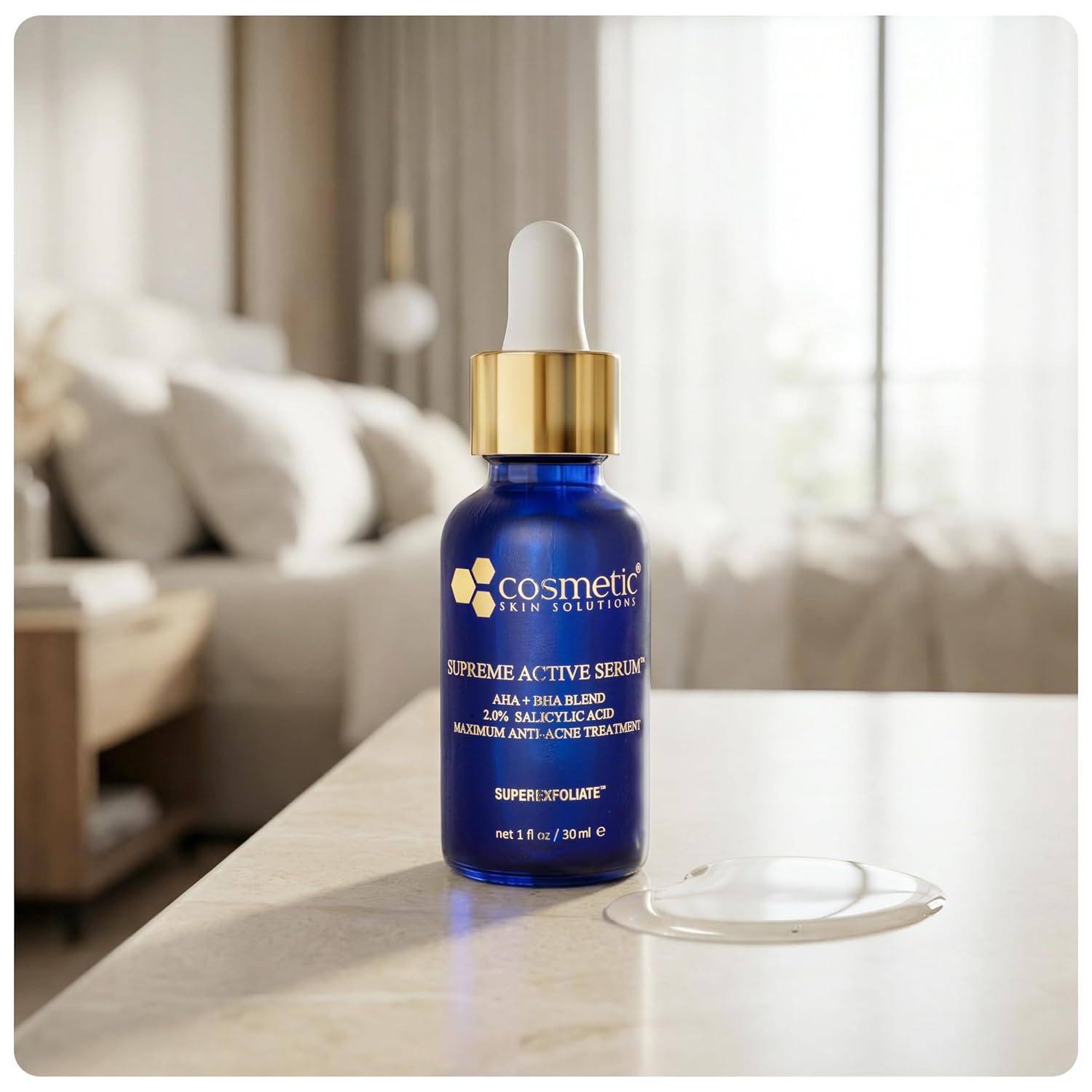 Supreme Active Serum – 2% Salicylic Acid AHA BHA Exfoliating Formula for Acne, Dark Spots & Uneven Texture – Clarifying Face Treatment for Clear, Smooth & Radiant Skin – 1 fl oz