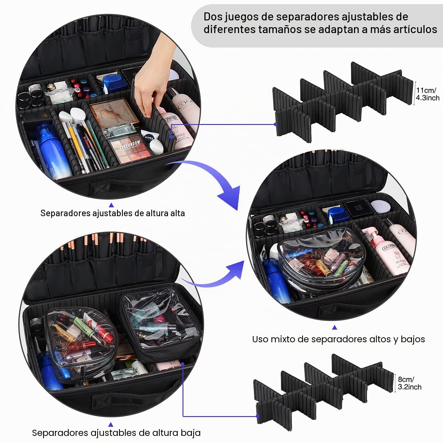 Relavel Bolsa de Maquillaje Extra Grande, Bolsa de Viaje para Maquillaje, Bolsa de Maquillaje Profesional, Bolsa organizadora de uñas portátil, Bolsa de Suministros de Arte con divisores Ajustables
