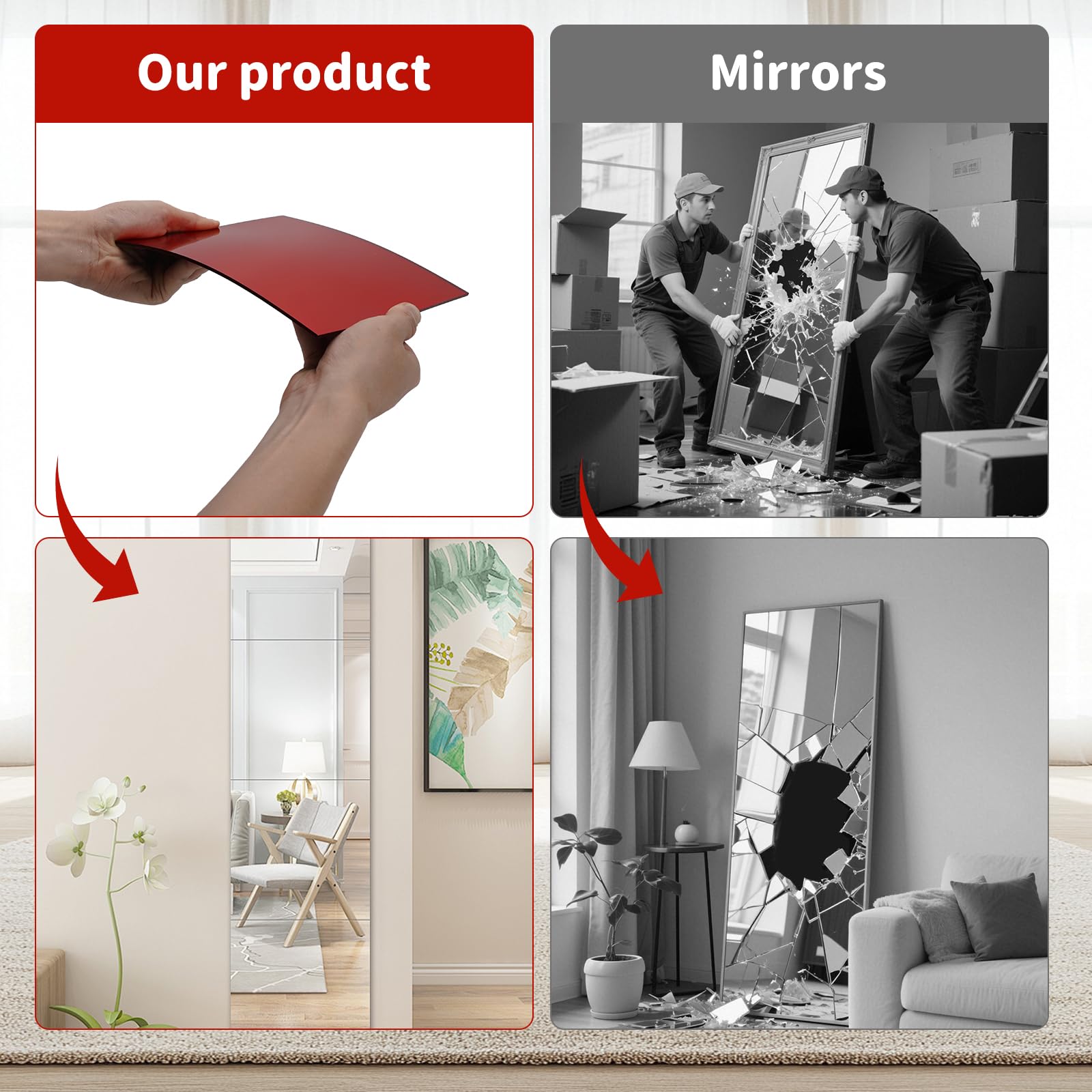 8 Pack 8x8 inch Gold Acrylic Sheet,Non-Glass Safety Acrylic Mirror,Suitable for Home and Commercial use, Wall Decor, DIY, Signage?Weding Invitaton