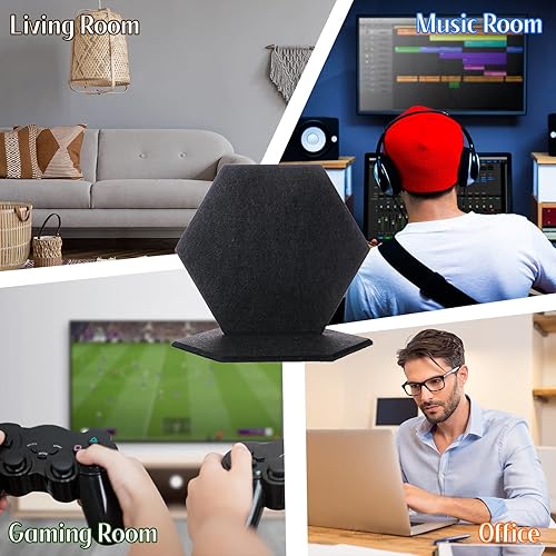 Miniatura 5 de Paneles acústicos adhesivos hexagonales, paneles acústicos de 12 x 10 x 0.4 pulgadas, paneles insonorizados para amortiguar el sonido, panel de