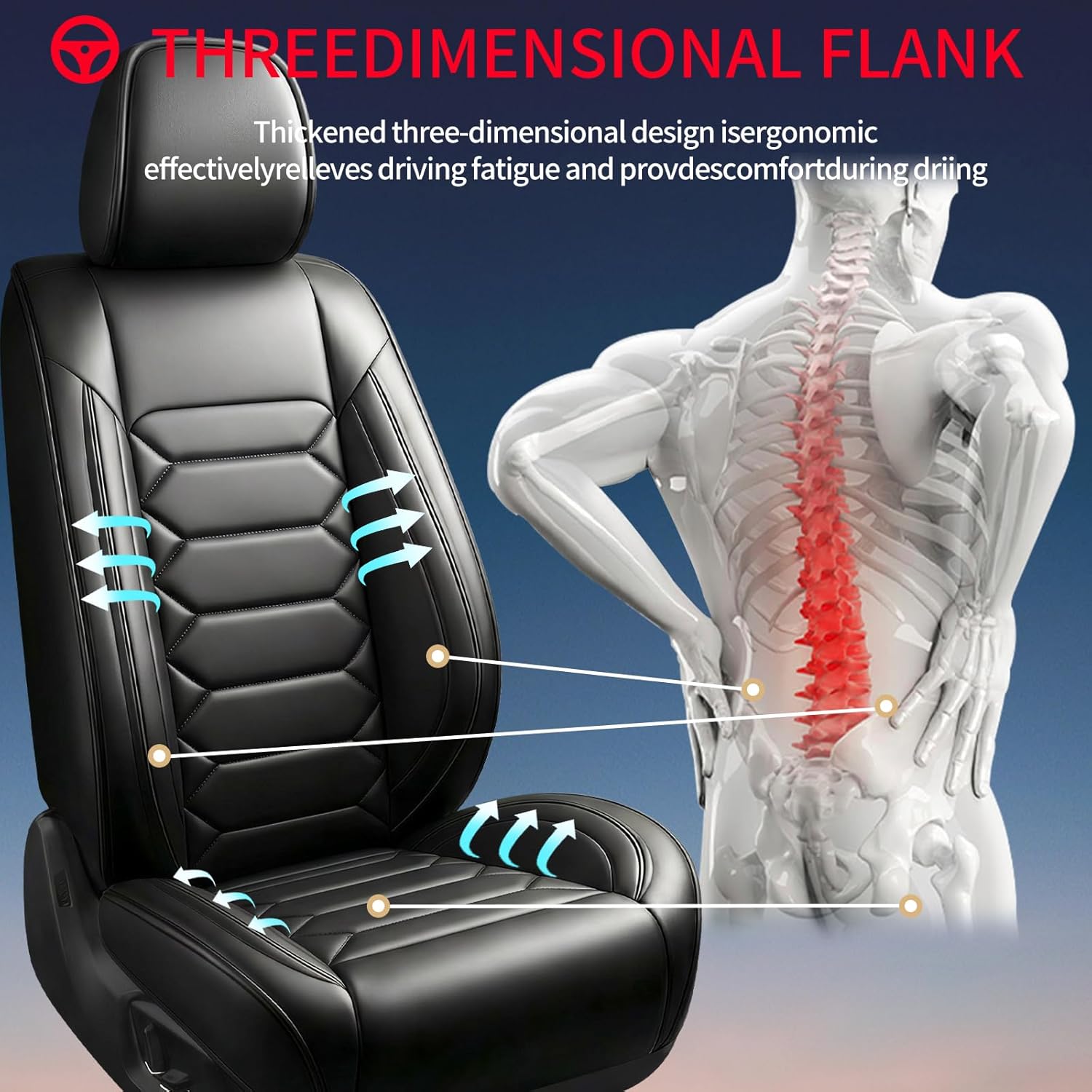 Car Seat Covers Compatible with GMC Terrain 2010-2025 2026. Waterproof & Breathable Leather. Compatible with Airbag & Easy to Install. All - Weather Seat Cushion Protector(Full Set, Black)