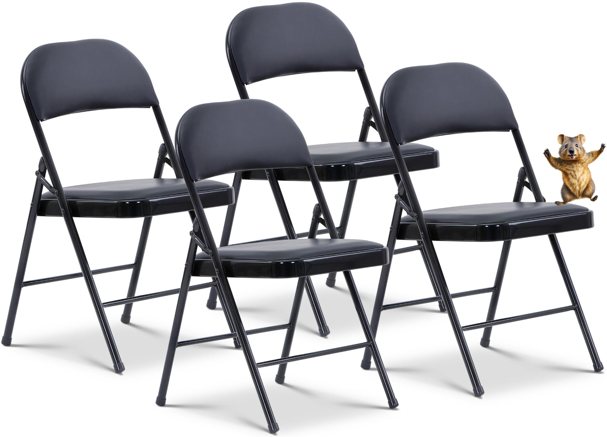 Oline Vinyl Folding Chairs, Padded Vinyl Cushion Chairs with Durable Metal Frame, Indoor Outdoor Stackable Foldable Guest Chairs for Office Wedding