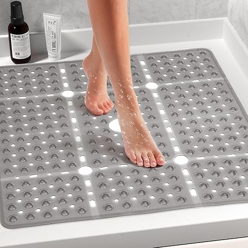 Miniatura 2 de Tapete de ducha cuadrado grande antideslizante de 27 x 27 pulgadas, tapete de baño suave para ducha interior, suelo de baño, tapete de ducha con