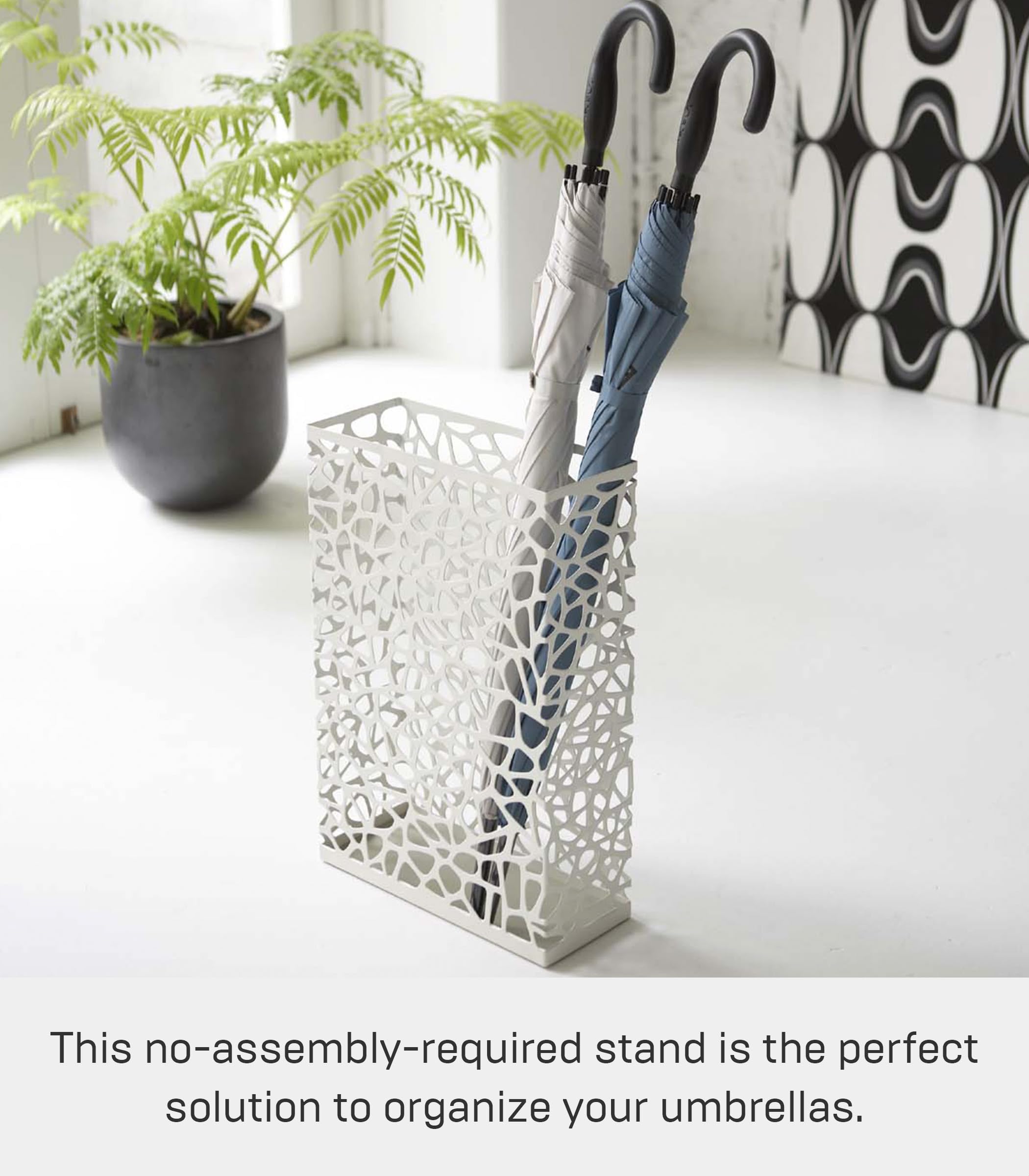 YAMAZAKI 6323 NEST Umbrella Stand Wide, white, Steel, 30 x 12 x 45 cm