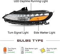 Vista 2 de JSBOYAT Compatible con 2014-2018 Jeep Cherokee Luz LED DRL de estacionamiento Señal de giro estilo OE Faros LED DRL cromados para parachoques Señal