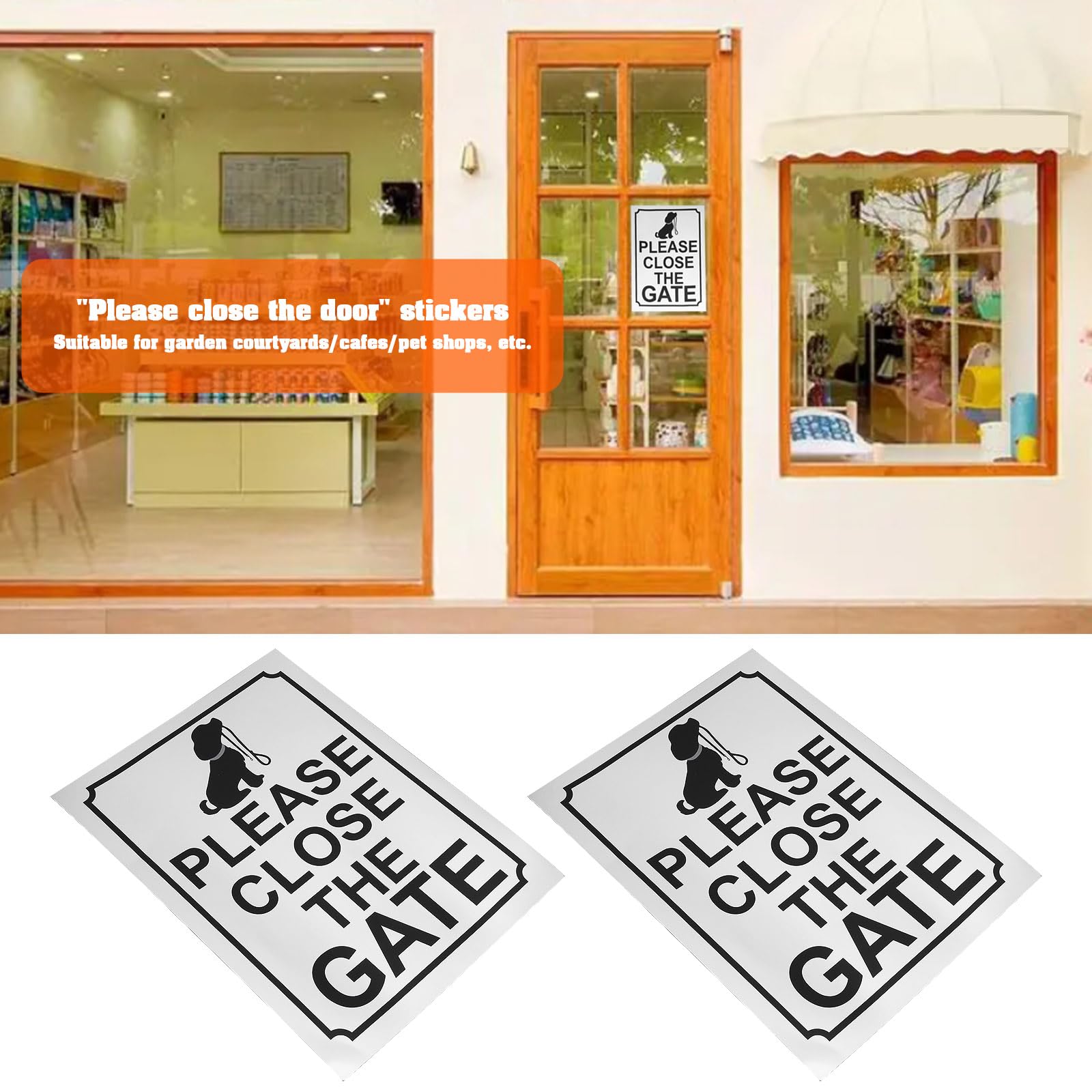ECSiNG 5Pcs Warning Safety Door Safety Sign Please Close The Gate with Self-Aadhesive for Lawn Garden Courtyard Cafe Pet Shop 20x15cm Silver Metal - Image 3