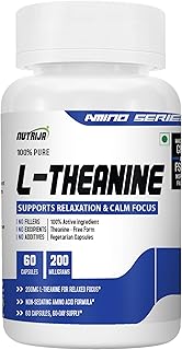 NutriJa L-Theanine 200MG 60 Capsules | Promotes natural Relaxation, Restoration and Relief of Stress | Reduces anxiety & S... Price In India