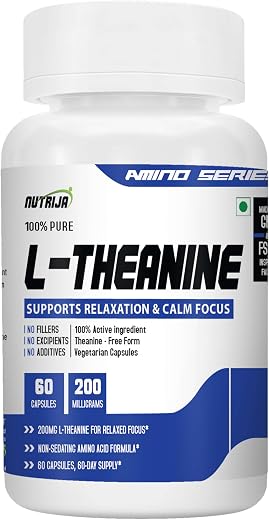 NutriJa L-Theanine 200MG 60 Capsules | Promotes natural Relaxation, Restoration and Relief of Stress | Reduces anxiety &amp; S...
