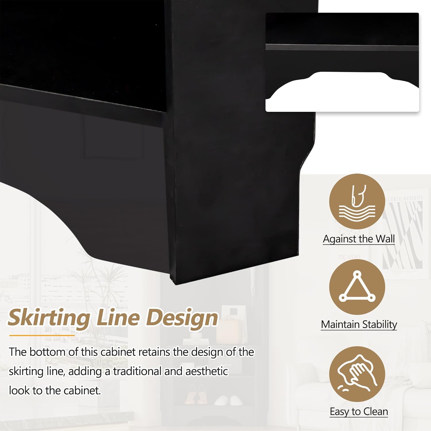 Minimalist Corner Hall Tree with Shoe Bench, Versatile Entryway Coat Rack with 4 Hooks, Corner Cabinet with Adjustable Shelf for Hallway, Living Room, Black, 29.5''W*71.6''H