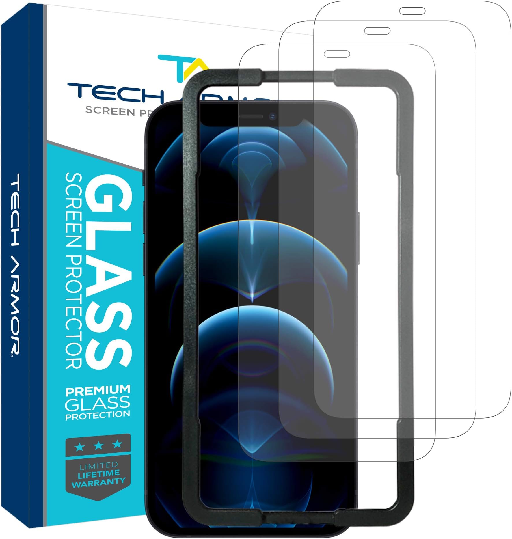 Tech Armor Ballistic Glass Screen Protector Designed for Apple iPhone 12 Pro Max 6.7 Inch 3 Pack Tempered Glass 2020