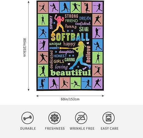 Miniatura 2 de Regalos de sóftbol para niñas, manta de sóftbol de 60 x 80 pulgadas, regalos de sóftbol para niñas, regalo de cumpleaños para adolescentes, manta de